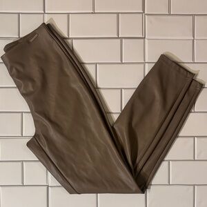 FABLETICS Brown Faux Leather Leggings WOMENS MEDIUM